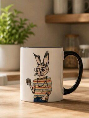 Signature Housewares Hipster Rabbit 16oz Stoneware Mug